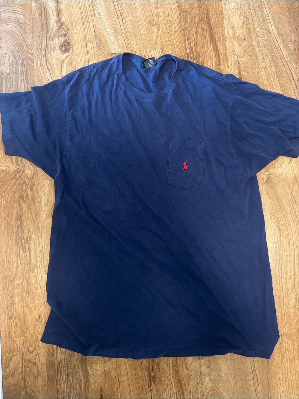 Ralph Lauren Navy Short Sleeve Pocket Tee with Red Pony